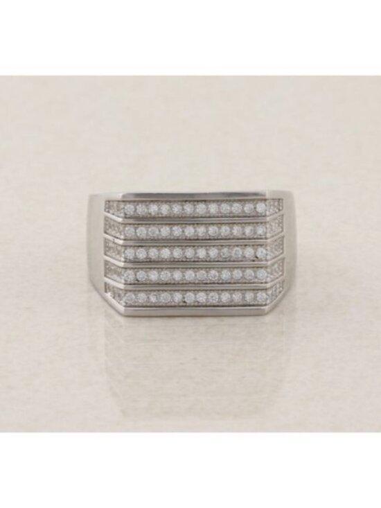 Unbranded Other - Men's Sterling Silver Sparkly Cubic Zirconia Ring Size 9 3/4